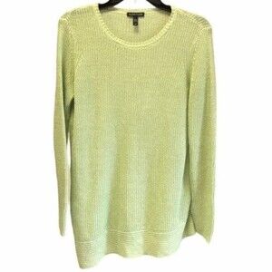 Eileen Fisher Linen Crewneck Asymmetrical Sweater